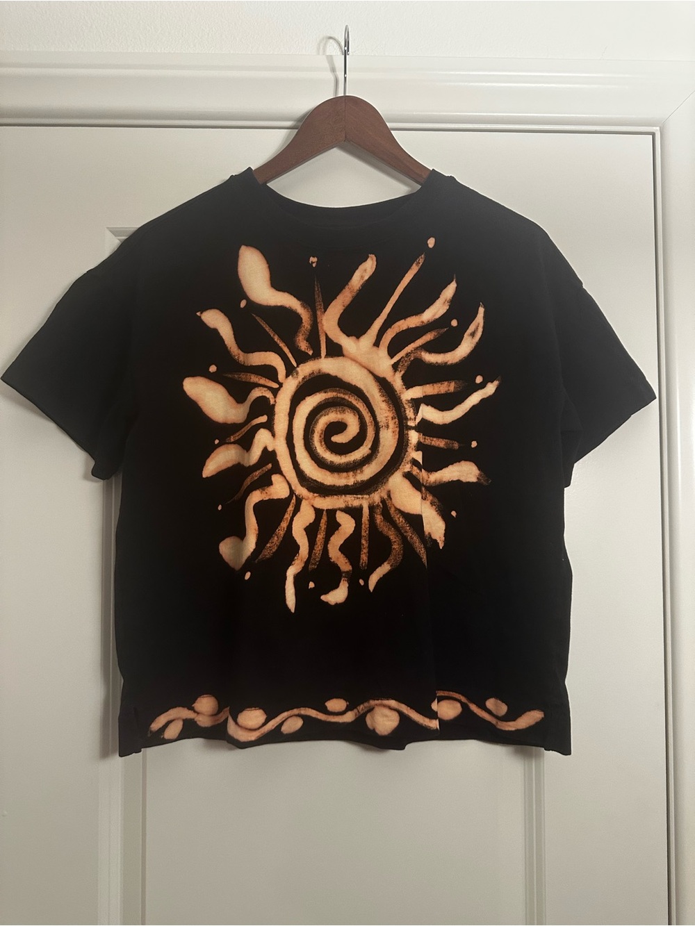 Y2K Hand Painted (by me!) Bleached Celestial Sun Graphic Tee Witchy Grunge Indie